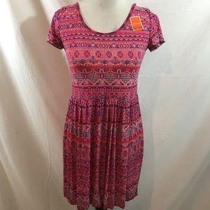 West Loop rose pink designed short sleeve dress - womens small, NWT - armpit to